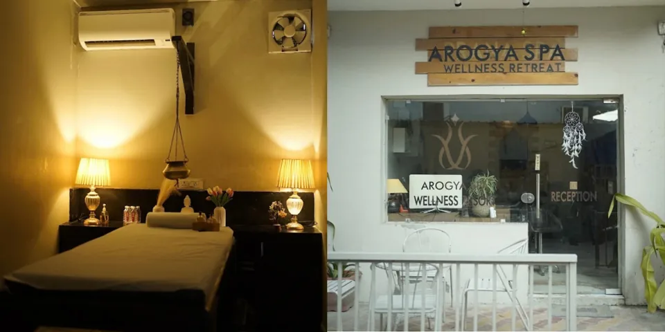 Arogya Spa — treatment room and spa entrance
